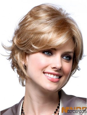 Perruques Monotop pas chères avec couleur blonde monofilament courte longueur