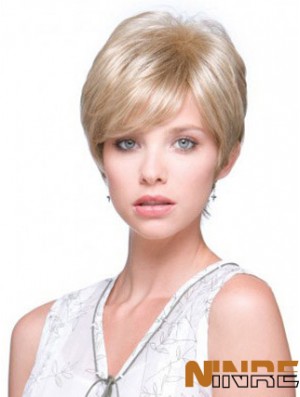 Perruques monofilament blondes courtes et droites incroyables