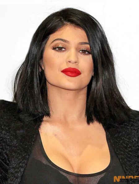 Perruques Kylie Jenner populaires en dentelle droite de longueur d'épaule de 14 pouces