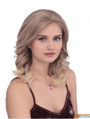 Longs bouclés sans frange Flexibilité Blonde Lace Front Wigs