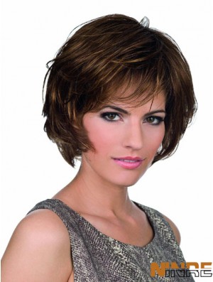 Perruques de séparation Bobs Lace Front Chin Longueur Synthetic Brown Monofilament