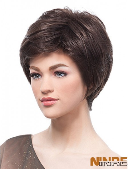 Flexibilité Brown Short Straight Straight Boycuts Lace Front Wigs
