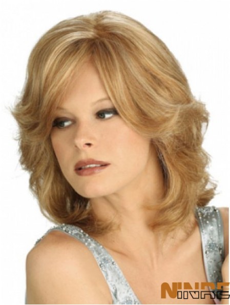 Perruque Blonde Longueur Ondulée Layered 100% Perruque Nouée à la Main Boutique en ligne