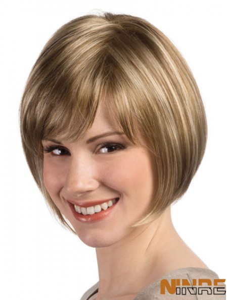 Perruque de coiffure Bob avec un style droit sans capuchon monofilament