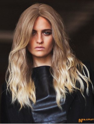 Longues ondulées sans frange Fashion Blonde Lace Front Wigs