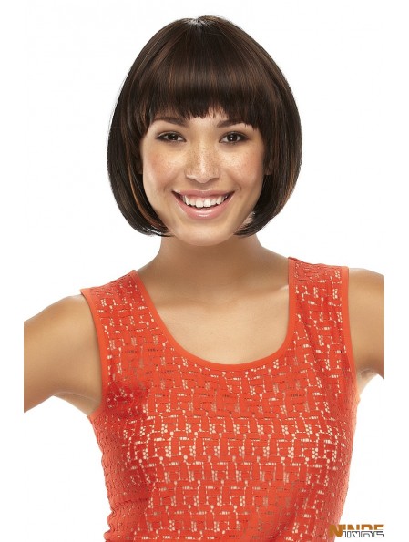 Avant de lacet Longueur de menton Droite Brun Trendy Bob Perruques