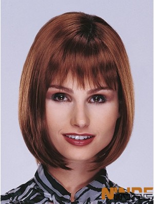 Perruques Bob Auburn Top Monofilament Straight Longueur Menton