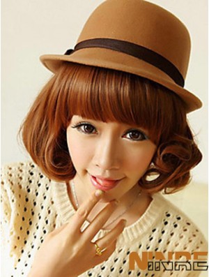 Longueur de menton avant en dentelle Wavy Auburn Perruques Bob abordables