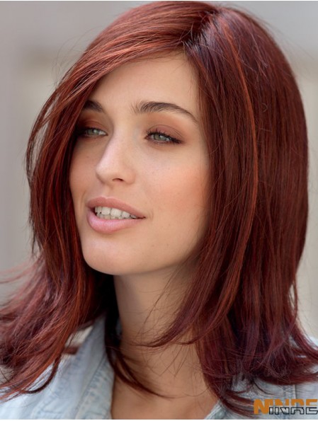 Perruques en ligne Monofilament Couleur rouge Style droit Coupe en couches