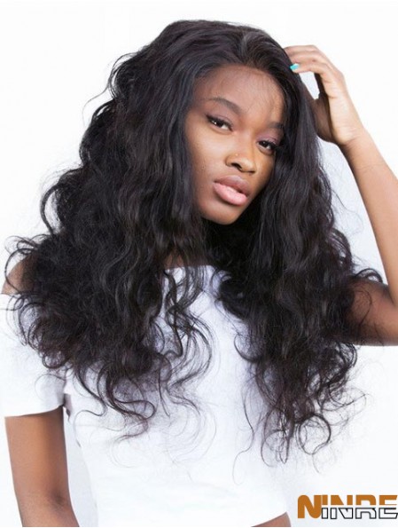 Sans Frange Perruques de Cheveux Humains Remy 20  inchNoir Ondulés 360 Dentelle