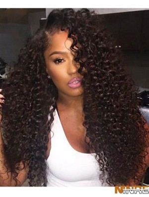 Cheveux bouclés remy 20  inchsans frange noir 360 perruques en dentelle