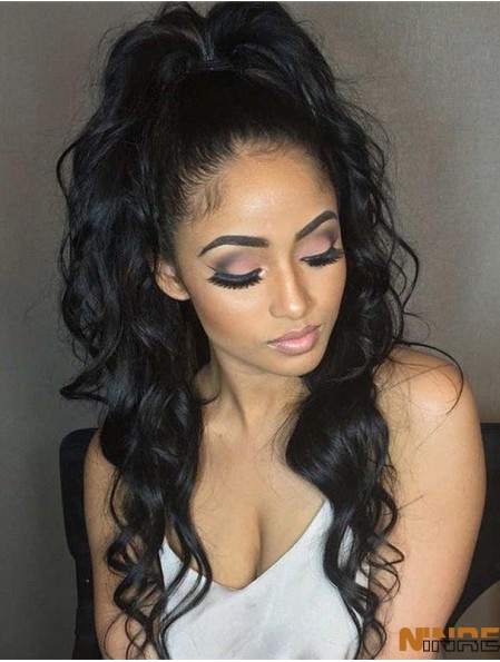 Cheveux humains remy 26  inchsans frange perruques noires ondulées 360 en dentelle