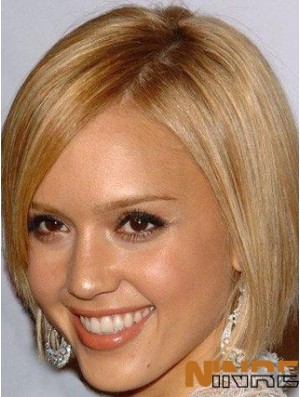 Droite 100% noué à la main Bobs Chin Longueur Blonde en ligne Perruques 