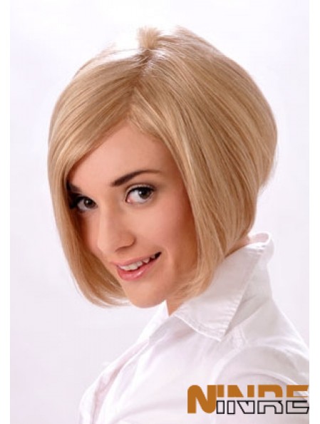 Perruques de Bob de style blond monofilament droit de longueur de menton