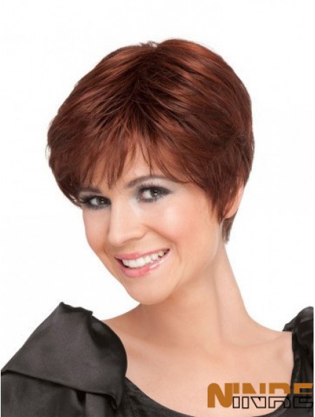 Rouge Court Boycuts Droite 100% Noué À La Main De Haute Qualité Dames Perruques Pas Cher