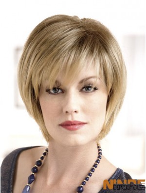 Perruques monofilament blondes lisses de 8 po
