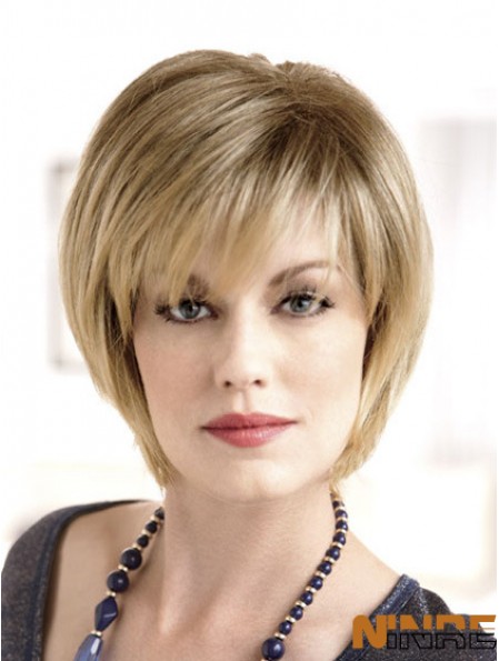 Perruques monofilament blondes lisses de 8 po