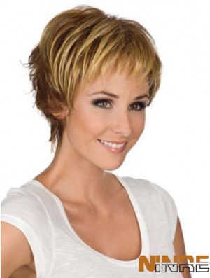 Perruques monofilament blondes modernes de 6 po