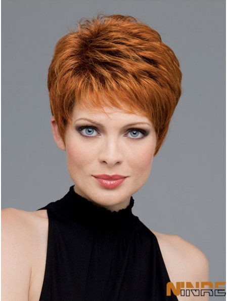 Bon Auburn recadrée ondulée Boycuts monofilament perruques