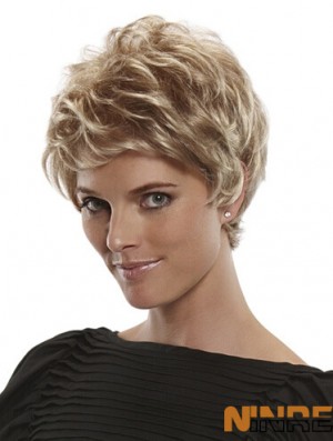 Boycuts courts et droits Flexibilité blonde 100% perruques nouées à la main
