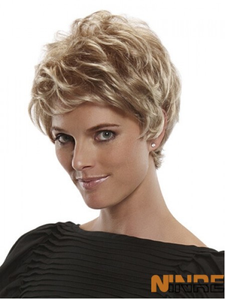 Boycuts courts et droits Flexibilité blonde 100% perruques nouées à la main