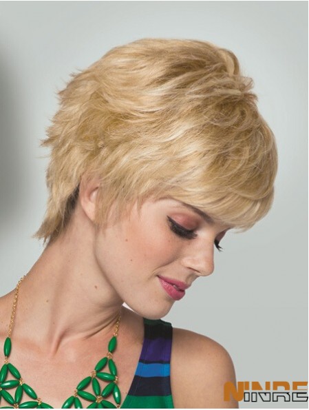Boycuts Short Straight Blonde 5  inchperruques pratiques monofilament