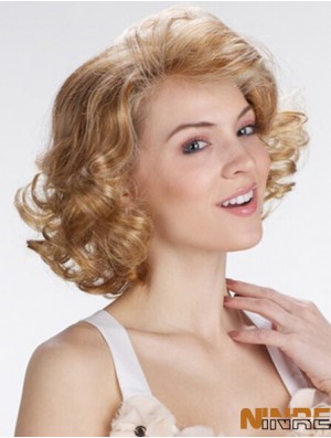 Blonde 12  inchlongueur de menton exquis bouclés perruques en dentelle classique