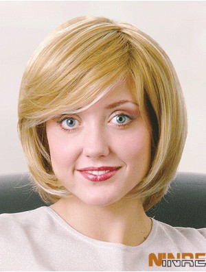 Bobs menton longueur droite blonde 12  inchbonnes perruques monofilament