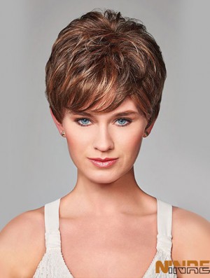 Wavy Short Brown 8  inchMonofilament Beautiful Bob Wigs