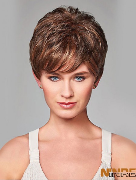 Wavy Short Brown 8  inchMonofilament Beautiful Bob Wigs