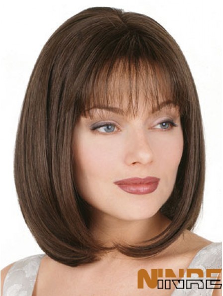 Bob droite perruque longueur de menton couleur brune bobs coupés avec capless