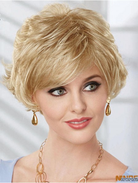 Bob Wig UK avec longueur de menton ondulé synthétique sans capuchon