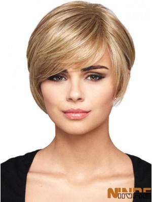 Coiffures blondes droites courtes sans bonnet Bob perruques