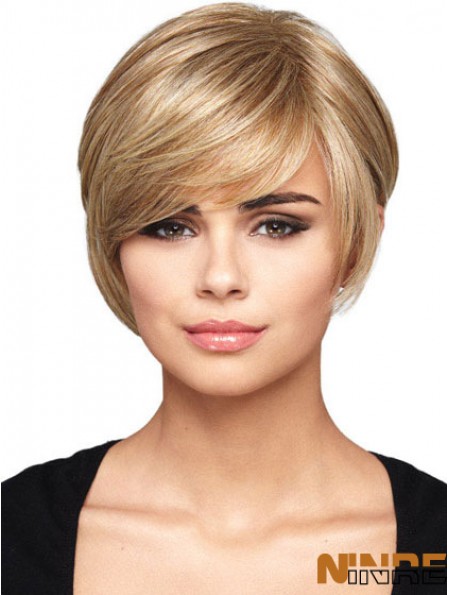 Coiffures blondes droites courtes sans bonnet Bob perruques