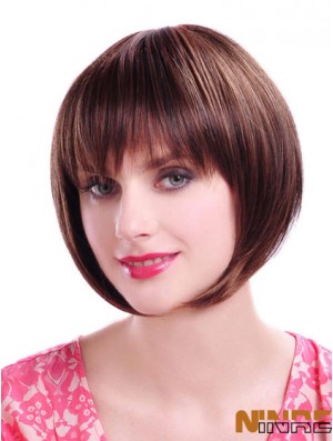 Perruques Bob Auburn Droite Auburn Longueur Chin Sans Bonnet