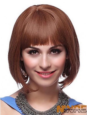 Capless menton longueur Auburn droite exquis Bob perruques