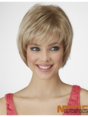 Longueur de menton droite Blonde 9 pouces capless belles perruques Bob