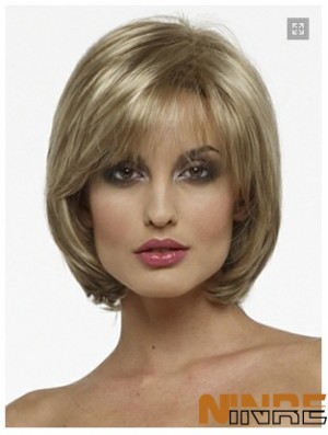 Capless menton longueur droite blonde mode bob perruques