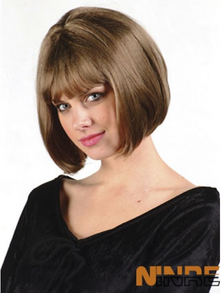 Capless menton longueur droite brun pas cher Bob perruques