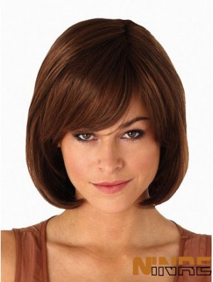 Capless menton longueur droite Auburn Bob moderne perruques