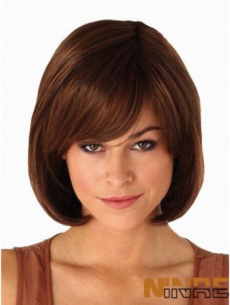 Capless menton longueur droite Auburn Bob moderne perruques