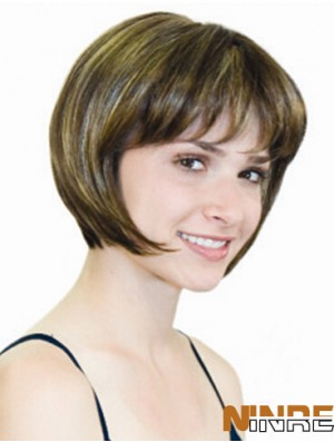 Perruques Bob pratiques de longueur de menton droit blonde 10 pouces monofilament