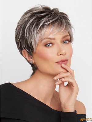 wavy cropped 5 pouces gris perruques pour femmes
