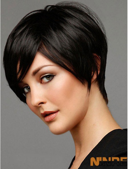 Perruque courte avec couleur noire sans capuchon coupe le style droit