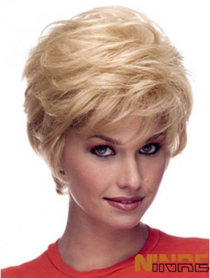 Perruques Cheveux Humains Couleur Blonde Longueur Courte Coupe Couches