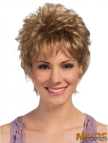 Boycuts Cropped Blonde Curly Haute Qualité Petite Perruques