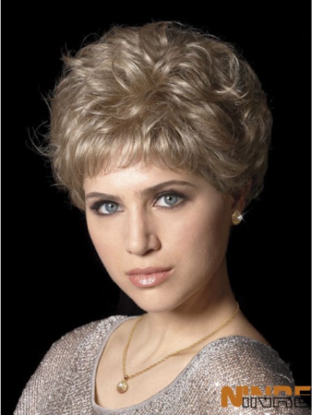 Perruques de cheveux avec des coupes synthétiques de longueur ondulée de style ondulé sans capuchon