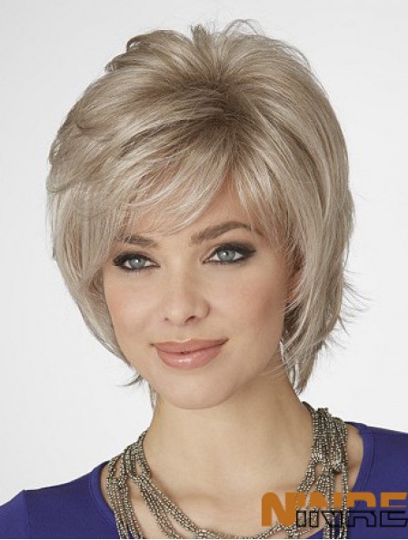 Perruques Blonde Bob avec longueur de menton capless style ondulé