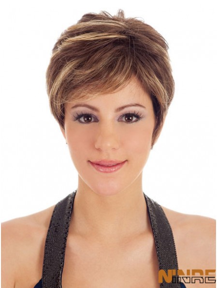Boycuts Straight Brown Capless Trendy perruques courtes