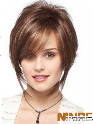 Bobs Wavy Brown capless conçu perruques courtes